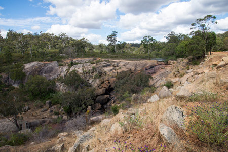 John Forrest National Park rocky landscape near waterfallの写真素材