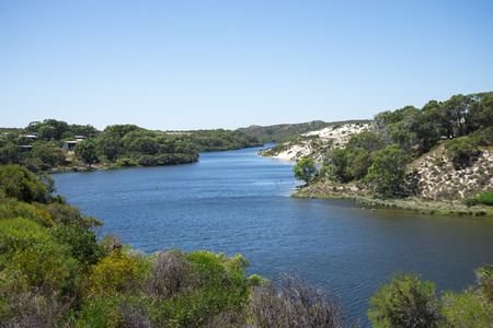 A view of Moore river and its banks in Western Australiaの写真素材
