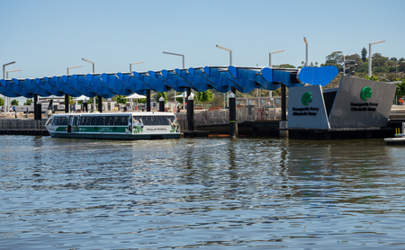 Transperth public ferry at Elizabeth Quay Jetty in Perth City, Western Australiaのeditorial素材