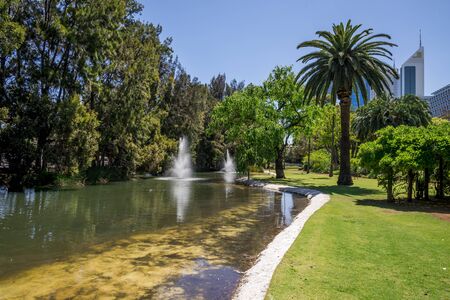 Fountains in Government House gardens near Perth CBD, Western Australiaの写真素材