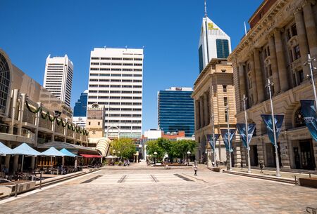 A view of Forrest Place Square and South32 tower in Perth City, Western Australiaのeditorial素材