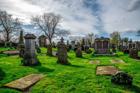 Tombstones at cemetery near the Church of Holy Rude, Stirling, Scotlandの写真素材