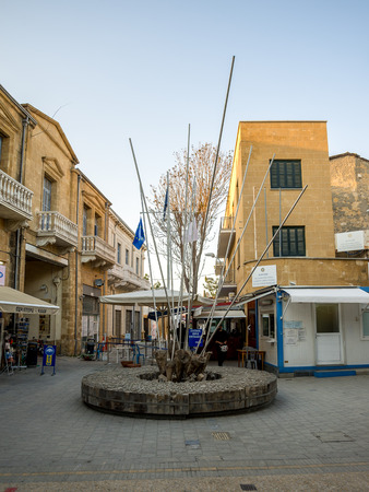 Border passport control checkpoint between northern (turkish) and southern (greek) parts of Nicosia city, Cyprusのeditorial素材