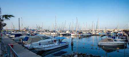 Larnaca Marina view off season in March, Cyprusのeditorial素材