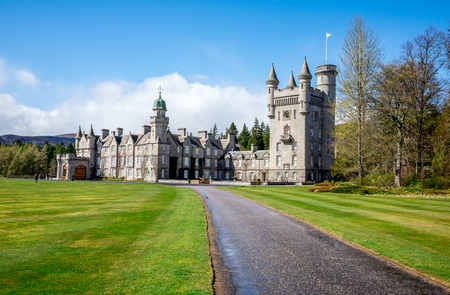 A road to Balmoral Castle in spring, Aberdeenshire, Scotlandのeditorial素材