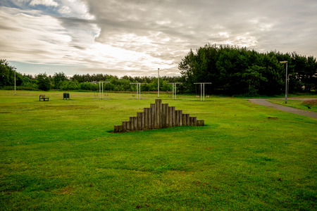 A view of Westfield park playground in Aberdeen city, Scotlandの写真素材
