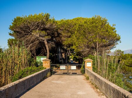 Entrance gate to S'Albufera Natural Park near Alcudia, Mallorca, Balearic Islandsのeditorial素材