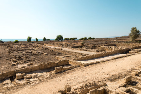 A view to ancient Paphos  archaeological ruins, Cyprus