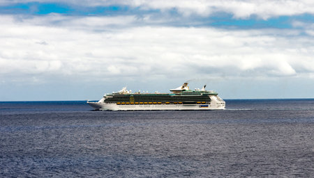 A cruiseship sailing between Tenerife and Gran Canaria islands in Atlantic ocean, Spain