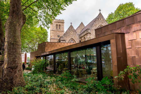 A cafe at Garden Museum next to Lambeth Palace on southbank of river Thames, London, Englandのeditorial素材