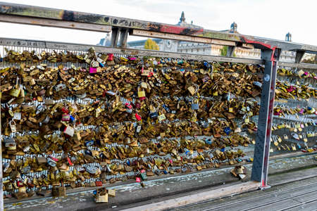 A view to Saint-Michel bridge and Seine river in Paris city centre, Franceのeditorial素材