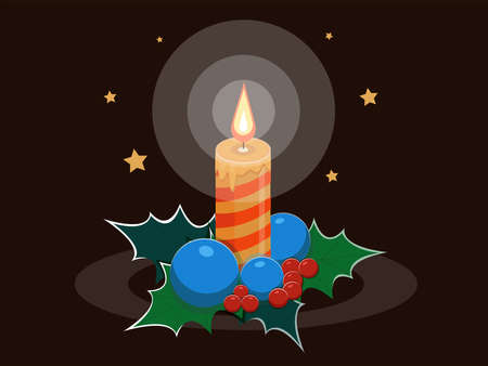 Christmas candle in the night with Christmas toysのイラスト素材
