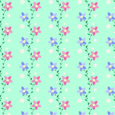 Pattern with flowers on a green backgroundのイラスト素材
