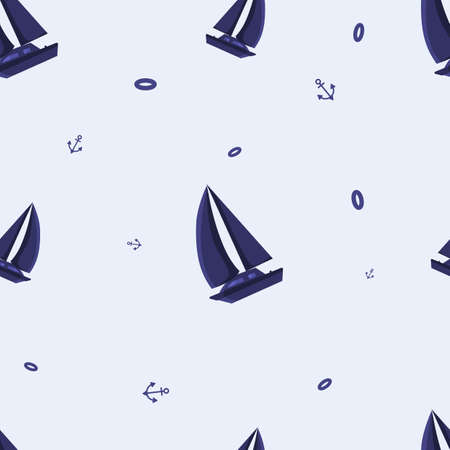 pattern with yachts on a blue backgroundのイラスト素材