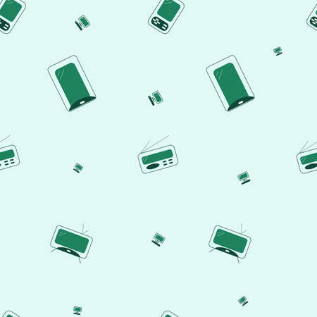 a pattern with devices on a green backgroundのイラスト素材