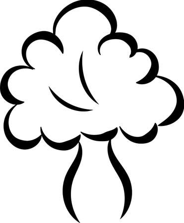 one simple tree in black and whiteのイラスト素材