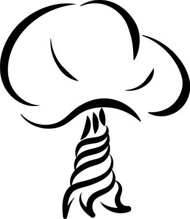 one simple tree in black and whiteのイラスト素材