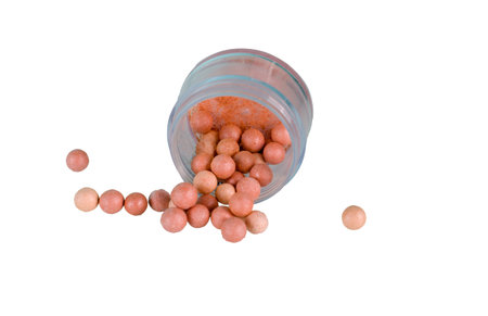 Isolated on white background makeup beauty cosmetics tool, facial product. Decorative brown and pink...