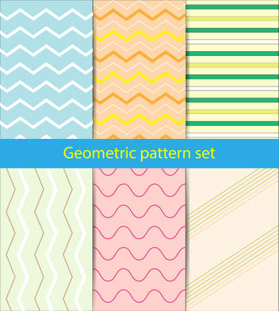 Geometric pattern set. Collection Colorful decotative abstract print for web, fill, background, wallpaper, fabric textile.のイラスト素材