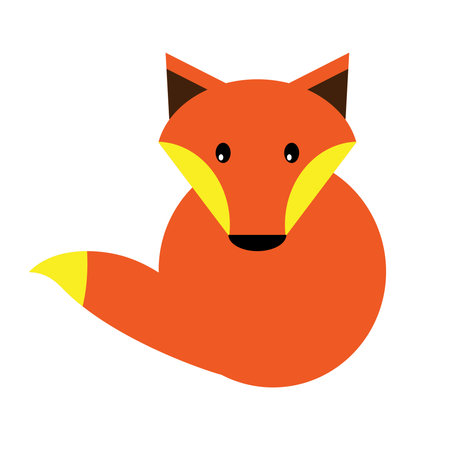 Colorful fox icon,    design of tattoo. Vector illustration animal. Emblem wild, forest character.
