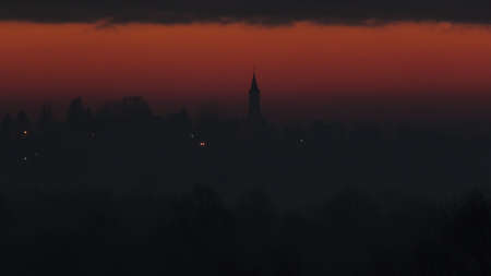 church siluette at morningの写真素材