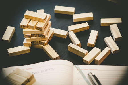 Agenda with building wood blocksの写真素材