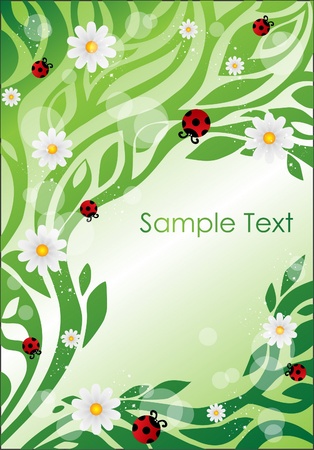 Floral elements and insectsのイラスト素材
