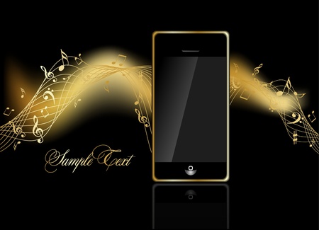 mobile phone with Music notesのイラスト素材
