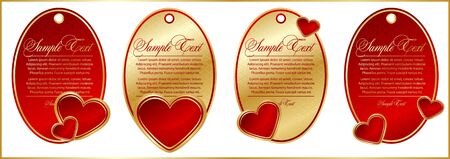 set of banner with gold  heartsのイラスト素材