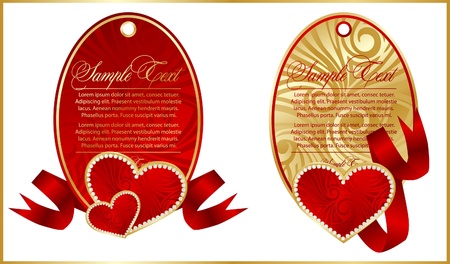 set of banner with gold heartsのイラスト素材