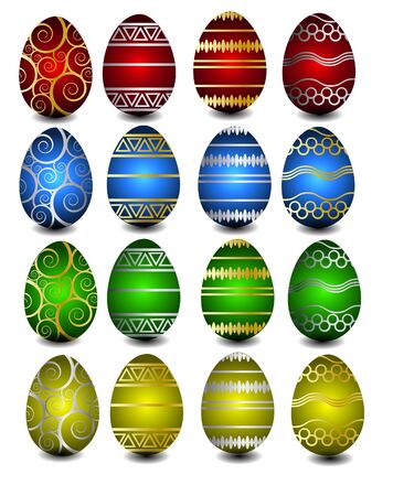  Set of colour Easter eggsのイラスト素材