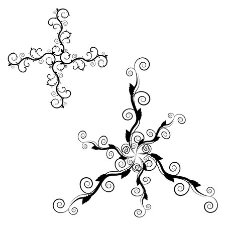 Symmetric black patterns in ancient styleのイラスト素材