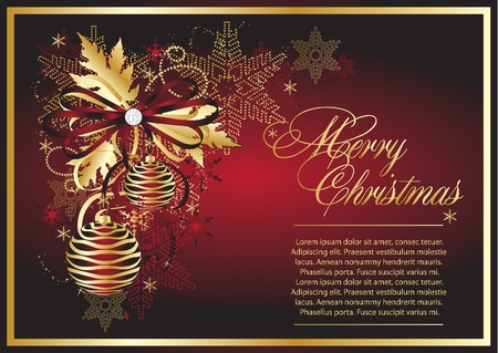Red christmas background with beauty  ballsのイラスト素材
