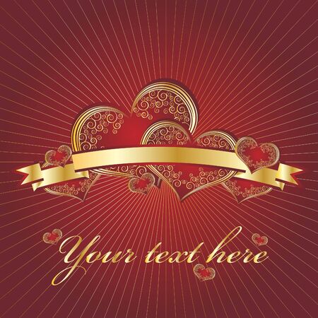 Red hearts with a tapeのイラスト素材