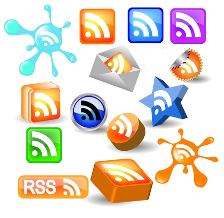 Set of glass buttons for a web rssのイラスト素材