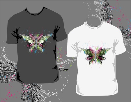T-shirt with abstract butterflyのイラスト素材