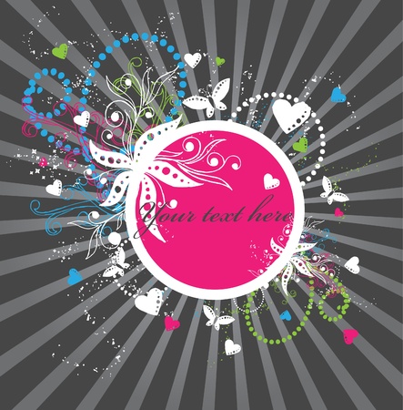  floral ornament and grunge elementsのイラスト素材