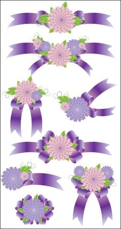 Collection of violet bowsのイラスト素材