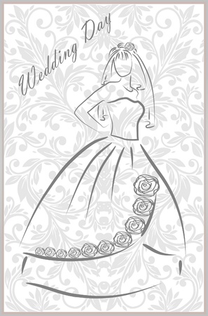 Bridal dress with floral patternのイラスト素材