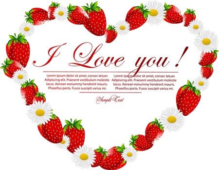 strawberry in the shape of heartのイラスト素材