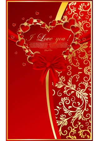 abstract floral background with red heartのイラスト素材