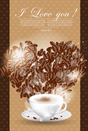 Abstract  illustration of coffee-cup and heartのイラスト素材
