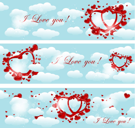 hearts and cloudsのイラスト素材