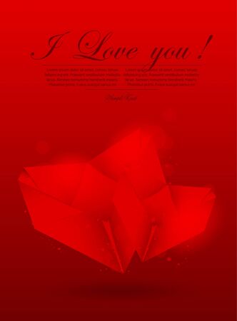 Paper origami red  heartsのイラスト素材