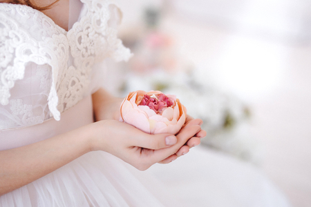 flower in the hands of the brideの写真素材
