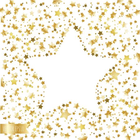 Golden falling stars on a white background.のイラスト素材