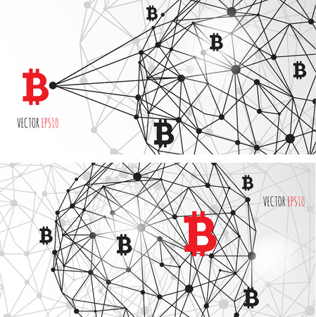 digital bitcoin crypto currency vector background. Bitcoin vector illustration backgroundのイラスト素材