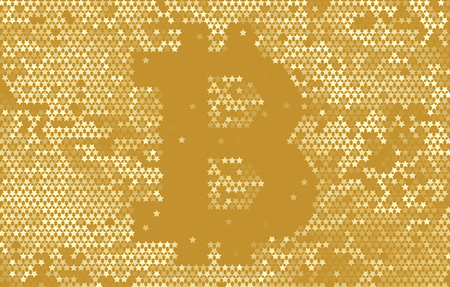 Digital bitcoin gold crypto currency vector background. Bitcoin vector illustration background.のイラスト素材