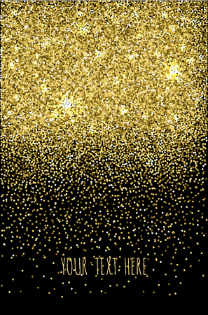 Black background with falling glitter confetti. For party posters, Christmas, New Year and birthday cards.のイラスト素材