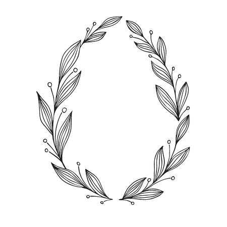 Hand drawn vector illustration. Vintage decorative laurel wreath.のイラスト素材